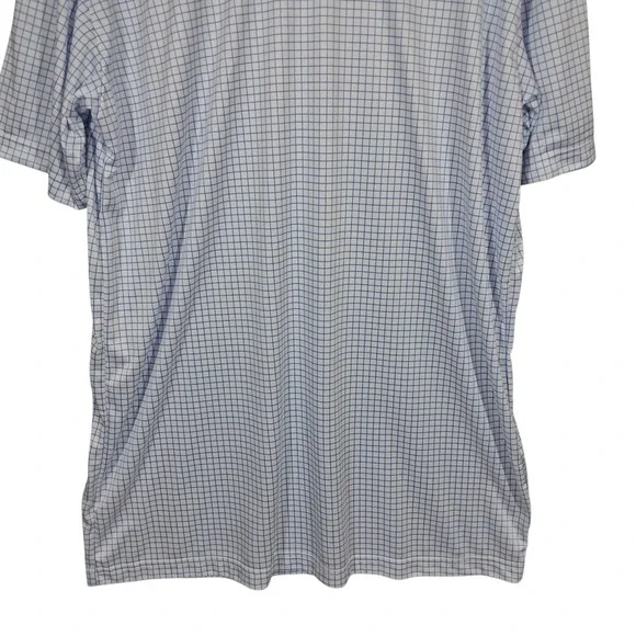 Collars & Co Mens Semi Spread Collar Polo Shirt XL Tall Thin Navy Check Office - Picture 7 of 15